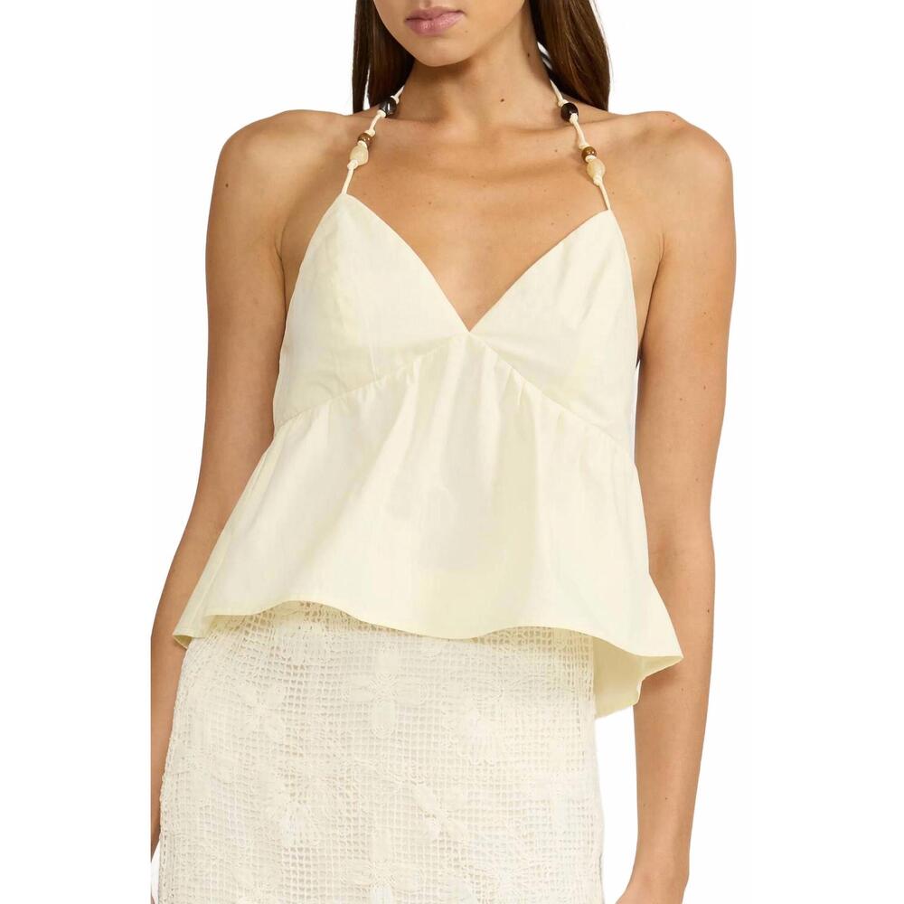 NEW LUCY PARIS holly bead detail top in yellow